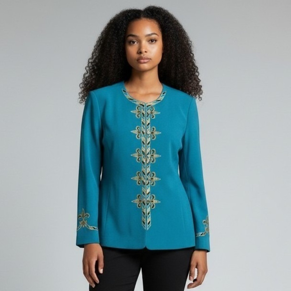 Bob Mackie Wearable Art Embroidered Jacket Blazer Medium Mob Wife Old Money